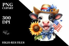 Patriotic Cow| Sun Flower | Clipart Product Image 3
