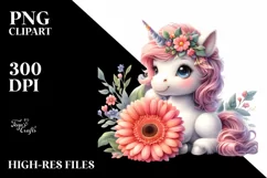 Cute Baby Unicorn Gerbera | Clipart Product Image 3