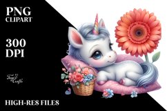 Cute Baby Unicorn Gerbera | Clipart Product Image 1