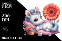 Cute Baby Unicorn Gerbera | Clipart Product Image 1