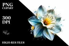 Detailed Glossy Daffodil in Watercolor Splash | Sublimation Product Image 1