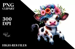Watercolor Vibrant Cow Dancing PNG Product Image 3