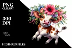 Watercolor Vibrant Cow Dancing PNG Product Image 3