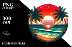 Retro Tropical Beach Sunset PNG Product Image 2