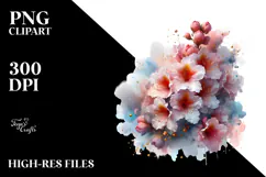 Glossy Rhododendron Watercolor PNG Product Image 2