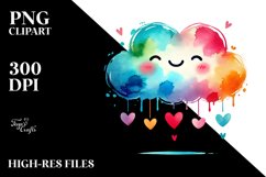 Colorful Smile Cloud with Hearts, PNG Product Image 2