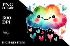 Colorful Smile Cloud with Hearts, PNG Product Image 2