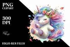 Colorful Baby Unicorn Tumbling with Spring Petals Product Image 3