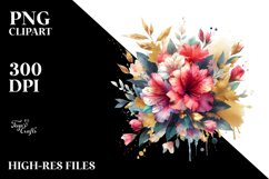 Vibrant Bouquet with Azalea and Gold Foil | Sublimation Product Image 1