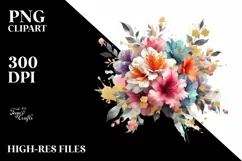 Vibrant Bouquet with Azalea and Gold Foil | Sublimation Product Image 3