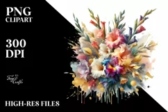 Colorfull Gladiolus Gold Foil Bouquet | Sublimation Clipart Product Image 1