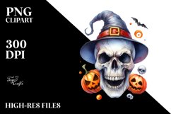 Funny Halloween Skull Clipart Product Image 3