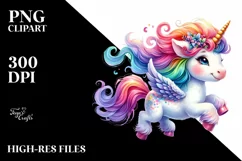 Cute Baby Running Unicorn PNG Product Image 1