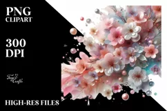 Metallic Cherry Blossom Watercolor Clipart Product Image 3