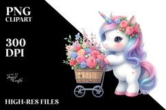 Cute Baby Unicorn with Flowers | Sublimation | Clipart Product Image 1