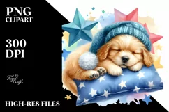 Colorful Baby Dog Napping on a Star | Sublimation Clipart Product Image 3