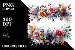 Colorful Abstract Frame with Small Black Roses | Sublimation Product Image 2