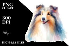 Watercolor Cute Pastel Collie Sublimation Clipart Product Image 3