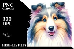 Watercolor Cute Pastel Collie Sublimation Clipart Product Image 1