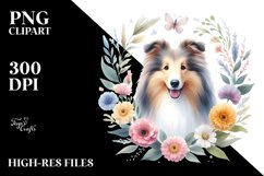 Watercolor Cute Pastel Collie Sublimation Clipart Product Image 3