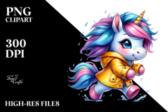 Expressive Unicorn with Raincoat PNG Product Image 2