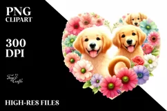 Golden Retriever with Heart PNG Product Image 2