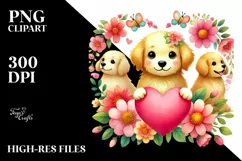 Golden Retriever with Heart PNG Product Image 2