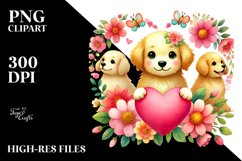 Golden Retriever with Heart PNG Product Image 2
