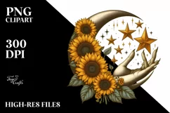 Retro Moon with Stars, High-Res PNG Product Image 3