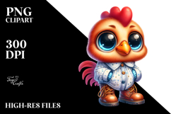 Goofy-Eyed Baby Rooster with Oversized Boots PNG Product Image 2