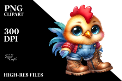 Goofy-Eyed Baby Rooster with Oversized Boots PNG Product Image 2