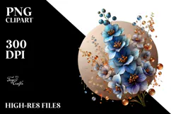 Glossy Delphinium with Golden Insertions PNG Product Image 2