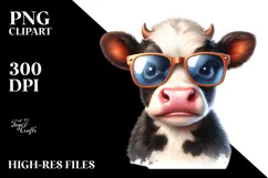 Cow with Funny Sunglasses PNG Product Image 2