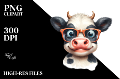 Cow with Funny Sunglasses PNG Product Image 2