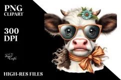 Goofy Cow with Sunglasses, Transparent PNG Product Image 2