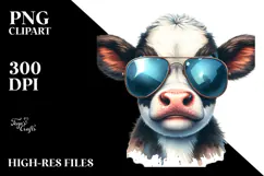 Cow with Funny Sunglasses PNG Product Image 2