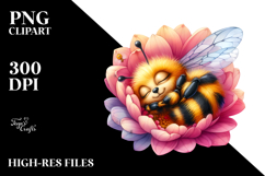Vibrant Baby Bee Sleeping in a Flower&#039;s Petals Product Image 2