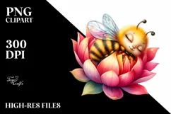 Vibrant Baby Bee Sleeping in a Flower's Petals Product Image 1