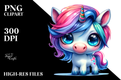 Vibrant Drawing of Cute Unicorn with Floral Wreath Product Image 2