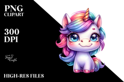 Vibrant Drawing of Cute Unicorn with Floral Wreath Product Image 2