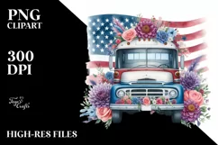 Watercolor Bus USA Flag | Sublimation | Clipart Product Image 1