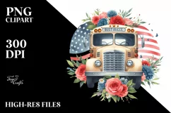 Watercolor Bus USA Flag | Sublimation | Clipart Product Image 1