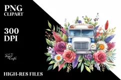 Watercolor Bus USA Flag | Sublimation | Clipart Product Image 1