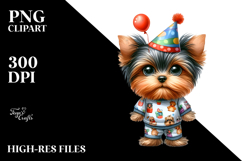 Cute Yorkshire Terrier in Party Hat | Sublimation Clipart Product Image 2
