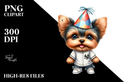 Cute Yorkshire Terrier in Party Hat | Sublimation Clipart Product Image 2