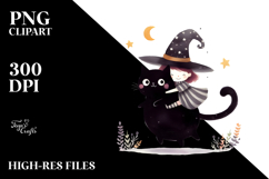 Funny Witch with Cat, Transparent PNG Product Image 2