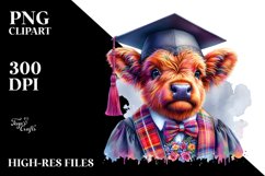 Colorful Baby Highland Cow Graduation PNG Product Image 3