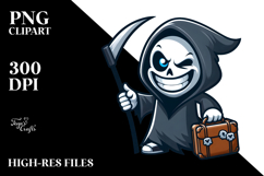 Aggressive Cartoon Reaper with Suitcase PNG Product Image 2