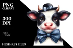 Graceful Cow with Bow and Tie, Transparent PNG Product Image 2