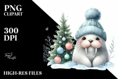 Cute Baby Walrus Christmas Tree PNG Product Image 1